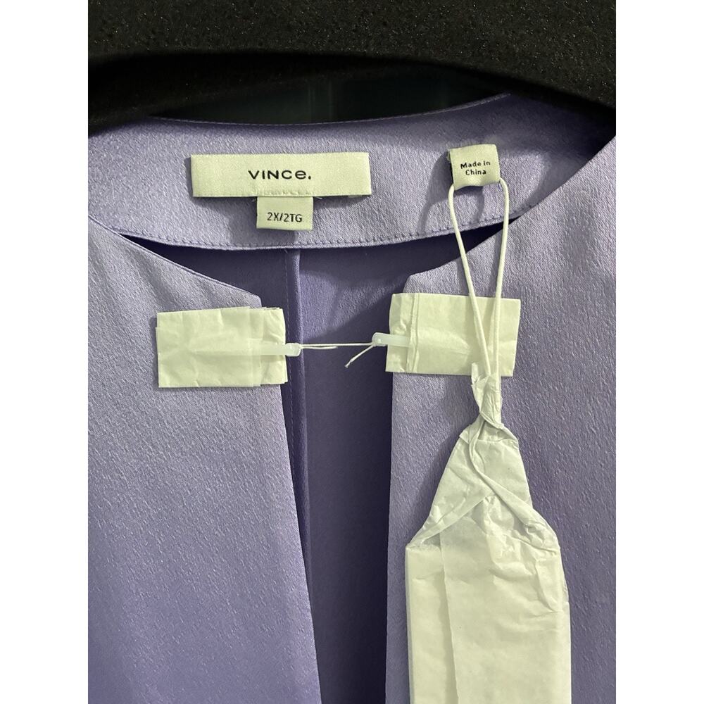 NWT Vince Smocked Shoulder Long Sleeve Satin Blouse Lavender Women’s 2X $345 - Picture 4 of 6